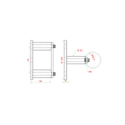 Úchyt na bočné kotvenie stĺpu ø 42.4mm, (kotviaca platňa ø 100 /6mm), brúsená nerez K320 /AISI304 Úchyt na bočné kotvenie stĺpu ø 42.4mm, (kotviaca platňa ø 100 /6mm), brúsená nerez K320 /AISI304